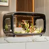 Aquário criativo para uso doméstico na sala de estar, aquário transparente com tampa, móvel de TV de mesa, aquário ecológico para visualização de peixes dourados e tartarugas