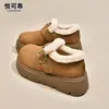 Couro Genuíno Acolchoado Quente Slip-on Sapatos Birkenstock Feminino 2026 Inverno Novo Botas de Neve com Pelúcia Sapatos Casuais de Algodão com Pelo