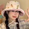 Lindo Sombrero de Pescador Floral Reversible para Mujer Verano Japonés Cabeza Grande Sombrero Cubeta Sombrero de Cuenca Que Muestra la Cara Pequeño Sombrero para el Sol