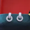 Nuevos Pendientes de Botón Geométricos Circulares Brillantes para Mujer Nicho Lujo Ligero Gama Alta Retro Simples Pendientes Moda Versátil Joyería para Orejas