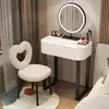 Tocador Apartamento Pequeño Madera Maciza Dormitorio Moderno Simple Lujo Ligero Estilo Crema Tocador de Pizarra de Gama Alta Gabinete Mesa