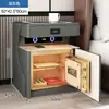Home Smart Bedside Safe Invisível Carregamento sem fio Pequena gaveta de madeira Todo em aço Cofre anti-roubo