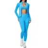 Traje Esportivo de Alta Elasticidade Transfronteiriço Altura Cintura Levantar Glúteos Corrida Conjunto de Três Peças Pilates Treinamento Conjunto Fitness 5112