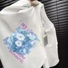 Camiseta de Manga Corta con Estampado de Flores Algodón para Mujer Popular Verano Holgada para Fondo Estilo Coreano Dulce Cuello Redondo Top Camiseta de Algodón