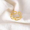 Anillo cerrado de rejilla de ajedrez y cartas europeo y americano dos en uno diamante de circón hoja apertura anillo ancho para dedo redondo tarjeta texto a doble cara joyería