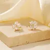 Pendientes de Trébol de Cuatro Hojas con Microincrustaciones de Circonita Sense Avanzado Moda Nuevo Estilo Japonés y Coreano Celebridad de Internet Combinación Perfecta Pendientes de Marca de Moda Accesorios para Orejas