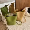 Bolso tipo cubo tejido de estilo relajado, bolso de hombro y bandolera coreano minimalista de nicho, bolso casual de gran capacidad para el día a día de mujer