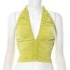 Camisola de Verano Nueva de Color Sólido Halter con Cuello en V y Espalda Descubierta Fruncida para Mujer Europea y Americana Transfronteriza 2025 al por Mayor