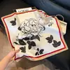 Pañuelo de Seda 70 Cuadrado Moda Coreana de Alta Gama Versátil Profesional Seda Sintética Pequeño Pañuelo de Cuello Estampado Retro Pañuelo de Seda para Mujer