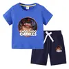Camiseta infantil de verano 2023, nueva ropa de comercio exterior para niños, estilo coreano, pantalones de algodón de manga corta para niños, traje de dos piezas