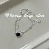 Corea del Sur Dongdaemun Celebridad de Internet Joyería de Plata S925 Plata de Ley Forma de Corazón de Amor Pulsera de Piedra Lunar de Doble Capa Para Todas las Ocasiones para Mujer