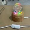 Grano de madera de imitación USB luminoso de cristal sin base de música Soporte de lámpara giratorio esférico 60/80 Bola de cristal Portalamparas colorido