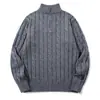Suéter pullover Rumeng estilo japonés retro de punto trenzado con cuello alto y media cremallera, unisex, corte holgado, adecuado para parejas, top de punto de otoño