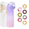 Copo aromatizado 650ml com design de anel triplo e anel de sete, 0 açúcar 0 calorias, Anel Cui Xiang, feito de material tritan, resistente a altas temperaturas, copo de água divertido