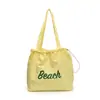 Nova Bolsa de Nylon com Letras Estilo Coreano, Casual, Fashion, Bolsa de Ombro Versátil, Estilosa, Leve, Cordão, Bolsa Tote de Grande Capacidade
