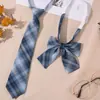 Corbata JK Cuadros Rojos Decoración de Graduación para Mujer Estilo Estudiante Universitario Pajarita sin Nudo Camisa Estilo Japonés
