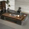 Conjunto de Mesa e Cadeira de Luxo Leve para Chefe Simples Moderno Espessado Pintura Eletrostática Liderança Presidente Gerente Supervisor Mesa Grande Mesa Executiva