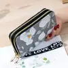 Nova carteira longa feminina, porta-celular com zíper duplo, porta-moedas com tachinhas estilo estudante, bolsa de mão de grande capacidade, porta-moedas macio