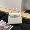 Bolso Kelly Estampado de Palma con Hebilla Plateada 2026 Bolso de Mano Grande Clásico Europeo y Americano para Mujer Bolso de Hombro Cruzado Individual de Gama Alta