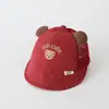 Nuevo sombrero de ala ancha bordado con oso para niños, sombrero de protección solar lindo para bebé de estilo japonés y coreano transfronterizo, gorra de béisbol de media malla de verano