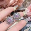 Pendientes Camellia nuevos con gemas rosas súper Hadas, hermosos y chapados en oro de 18 quilates, brillantes, irregulares, dulces y geniales para chicas.