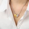 Colgante de amor con costuras bicolor en acero dorado de estilo francés, cadena de hueso de serpiente, joyería de acero de titanio, pendientes de estilo frío
