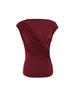 Camiseta de Manga Corta con Hombro Descubierto y Cuello Asimétrico para Mujer Verano 2025 Color Sólido Camiseta Básica Sexy Ajustada con Pliegues Look Adelgazante Top