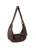 2024 Nuevo Estilo Coreano Celebridad de Internet Mismo Estilo Nicho Texturizado Cera de Aceite Piel Bolso de Hombro para Mujer Comutador Versátil Bolso Dumpling