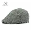 Sombreros de Comercio Exterior para Hombres, de Mediana Edad y Mayores, Boinas de Lana, Gorras Clásicas a Cuadros Retro con Visera, Gorros Cálidos de Algodón, Gorras de Visera