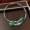 Collar Irregular de Piedra de Cristal y Perlas Acrílicas para Mujer, Lujo Ligero, Sentido de Alta Gama, Collar de Nicho con Colgante, Colgante de Collar de Moda con Personalidad
