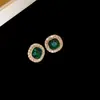 Pendientes Redondos Exquisitos con Tachuelas de Diamante Estilo Coreano de Aguja de Plata, Lujo Ligero, Sensación de Alta Gama, Pendientes de Moda y Elegantes con un Diseño Único