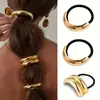 Headdress de cuerda con cabeza de aleación de moda transfronteriza anillo para coleta estilo viento frío alta gama europeo y americano traje de cuerda para el cabello sin costuras venta al por mayor