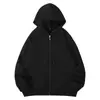Cárdigan con Capucha de Algodón 420g, Nuevo Estilo Otoño e Invierno, Súper Suave, Chaqueta Casual Holgada, Forro Polar y Engrosado, Prenda Superior para Hombre