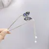 Grampo de Cabelo Dourado Folha Roxa para Mulheres, Grampo de Coque de Alta Qualidade, Novo Acessório de Cabelo Estilo Chinês Moderno