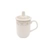 Taza de Té de Jingdezhen Cerámica Creativa Taza de Agua con Tapa Taza para Conferencias de Oficina Taza de Porcelana Fina Taza para Beber Porcelana Blanca Estampada