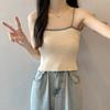 Camisola de punto de color contrastante ropa interior de verano estilo dulce y picante francés top corto sin mangas único chic para usar como prenda exterior