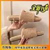 Pantuflas de pelo para mujer de larga duración y que no rozan, adecuadas para usar en exteriores, INS 2026 Otoño/Invierno, superficie de pelo suave, suela plana, pantuflas de algodón con una sola tira