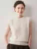 Estilo minimalista, suéter de cashmere puro para mulheres, gola redonda, colete de tricô sem mangas, outono/inverno, elegante e sofisticado, confortável de usar