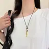 Colar pingente anel gota d'água oco longo para mulheres, corrente de suéter de luxo leve de nicho de alta qualidade com acessório de cordão preto ajustável