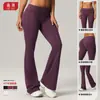 Pantalones Largos de Pierna Ancha Plegados en la Cintura Micro Acampanados para Mujer, Fruncidos Levanta Glúteos, Piernas de Durazno, Secado Rápido, Deportivos, de Yoga, Otoño Invierno Europeos y Americanos