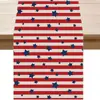 Nuevo camino de mesa de lino transfronterizo con estampado del Día de la Independencia para el hogar, comedor, sala de estar, mesa de comedor, decoración interior y exterior