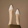 Sapatos Femininos Jinbukang Yutu para o Dia a Dia com Salto Baixo Novo Estilo Sapatos de Couro Macio com Salto Grosso Sola Macia Sapatos para Todas as Estações Estilo Francês