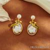 Pendientes de Perlas Barrocas Naturales Estilo Vintage, Pendientes Estilo Pintura al Óleo Retro, Accesorios para Orejas de Lujo Ligero, Suministro Exclusivo Transfronterizo de Moda