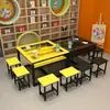 Mesa de pintura em vidro para estudantes, mesa de arte, mesa e cadeira para aulas de reforço e treinamento, mesa de desenho para jardim de infância de caligrafia artesanal