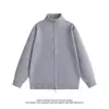 2026 Estilo Coreano Simple Casual Moda Color Sólido Cuello Alto Cardigan de Punto Estilo Primavera/Otoño Doble Cremallera Holgado Unisex