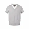 Camiseta de punto informal de manga corta con cuello en V, estilo coreano relajado, estilo "old money", nueva para el verano, para hombres y mujeres, moderna