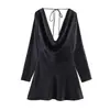 Para Comércio Exterior Transfronteiriço Europeu e Americano Roupas Femininas, Item Mais Vendido do Aliexpress, Moda Verão Vestido com Textura de Cetim de Seda e Gola Drapeada