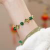 Pulsera de Trébol de Cuatro Hojas de Crisoprasa de la Suerte para Mujer Nuevo Diseño de Nicho Chinoiserie Popular Pulsera de Ágata Natural Blanqueadora