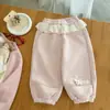 Pantalones de Chándal de Felpa para Niñas 2025 Otoño e Invierno Ropa Nueva para Niños Pantalones de Encaje con Dibujos Animados Ropa Exterior de Moda para Bebés Pantalones Leggings