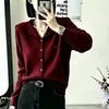Cardigan com gola marinha feminino outono e inverno novo estilo universitário lapela cor contrastante casual temperamento listrado malha manga longa cardigan feminino